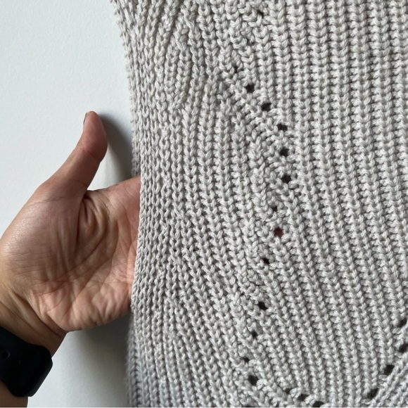 Wilfred Aritzia Open-stitch Wool Sleeveless Cowl Neck Sweater S Beige/Gray - Picture 5 of 10